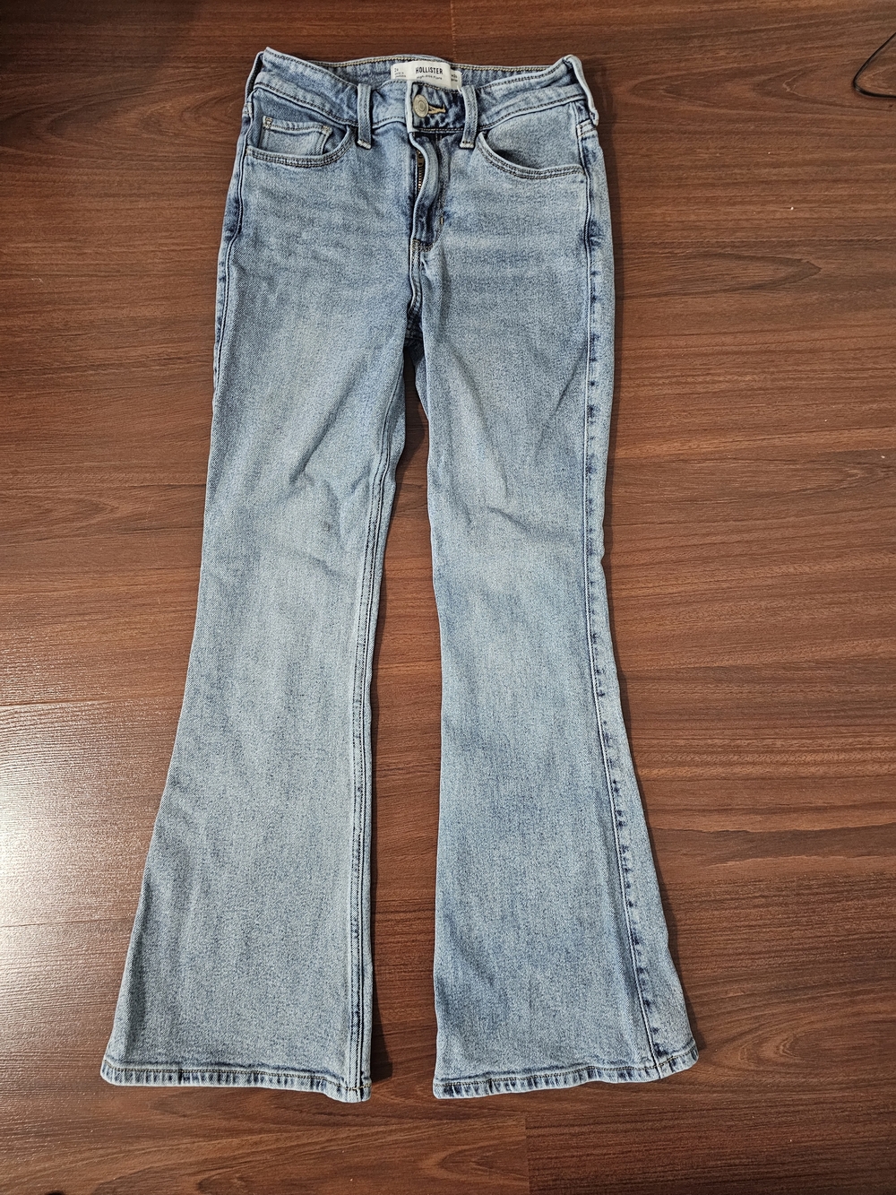 Hollister Light Wash Flare Jeans - Pale Blue